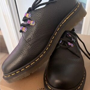 Dr. Martens 1461 Black Leather Shoes with Rainbow Lace Holders